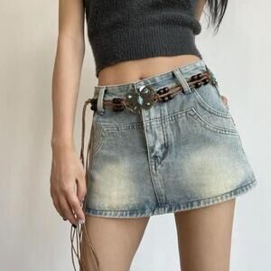 Boho Woven Adjustable Rope Belt With Blue Butterfly Design